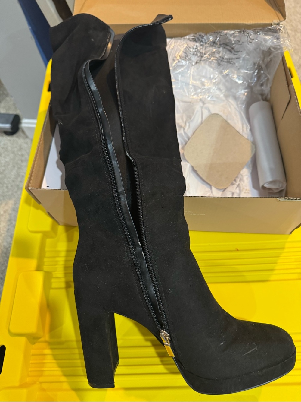 JustFab Black Suede High Heel Knee Boots
